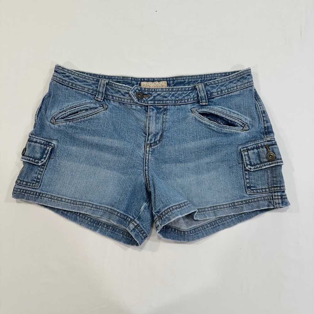 Personal‎ Identity Cargo Denim Shorts Women 7/8 Light Wash Utility | Y2K Core